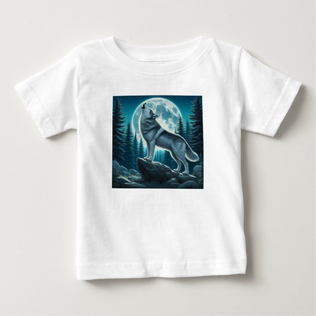 Camiseta Para Bebê Lobo Uivando (Frente)