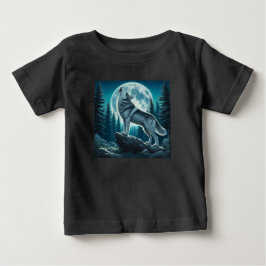 Camiseta Para Bebê Lobo Uivando