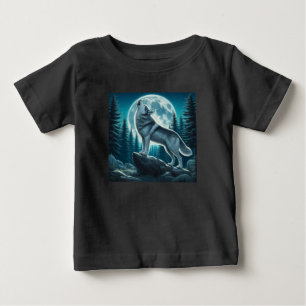 Camiseta Para Bebê Lobo Uivando