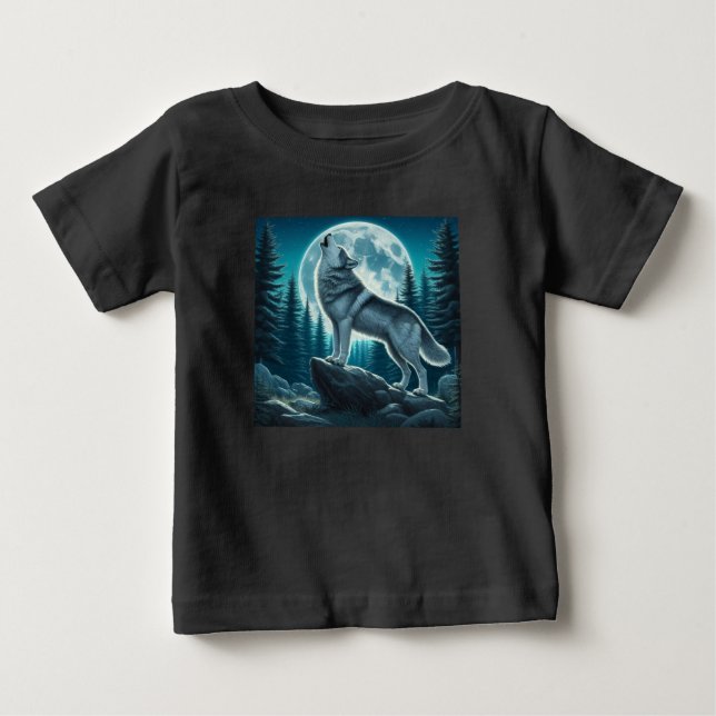 Camiseta Para Bebê Lobo Uivando (Frente)