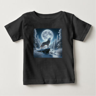 Camiseta Para Bebê Lobo Uivando No Inverno