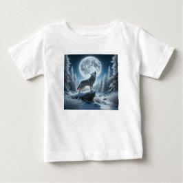 Camiseta Para Bebê Lobo Uivando No Inverno