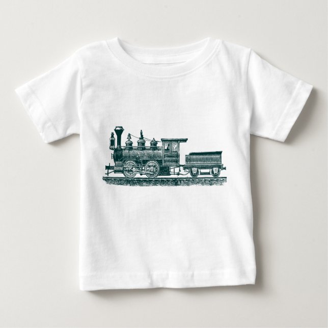 Camiseta Para Bebê Locomotiva 02 - Verde Escuro (Frente)