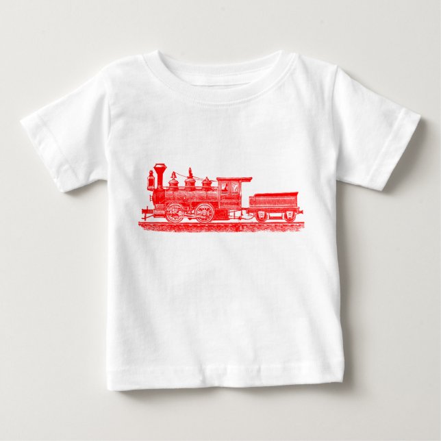 Camiseta Para Bebê Locomotiva 02 - Vermelho (Frente)