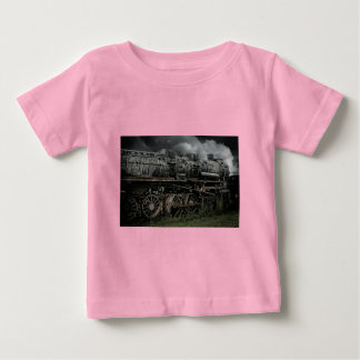 Camiseta Para Bebê locomotiva a vapor trem via férrea ferrovia