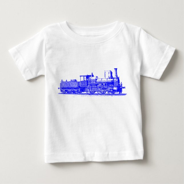 Camiseta Para Bebê Locomotiva - Azul (Frente)
