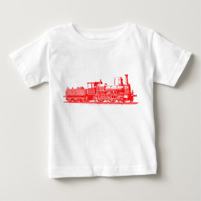 Camiseta Para Bebê Locomotiva - Vermelho (Frente)
