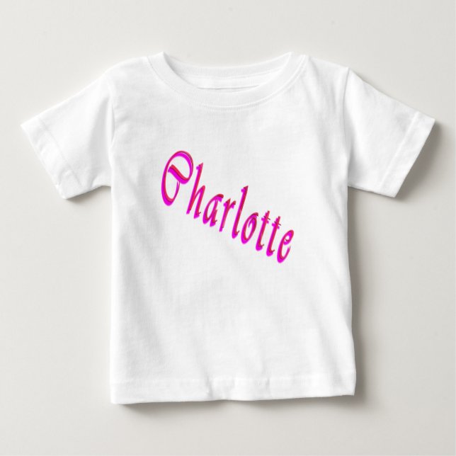 Camiseta Para Bebê Logotipo Charlotte Name (Frente)