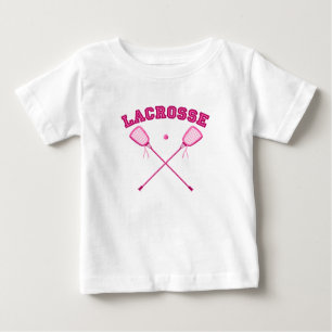 Camiseta Para Bebê Logotipo cor-de-rosa do Lacrosse