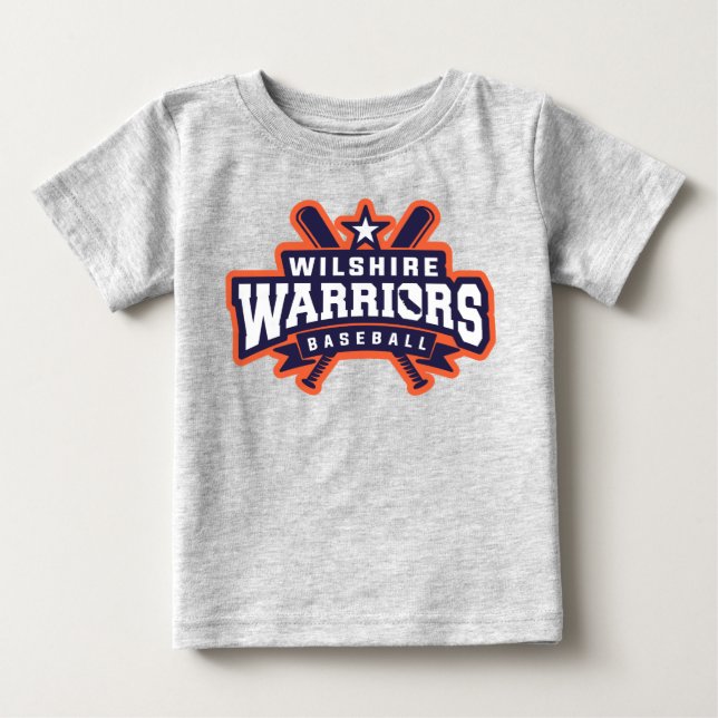 Camiseta Para Bebê Logotipo da Liga de Baseball dos Guerreiros de Wil (Frente)