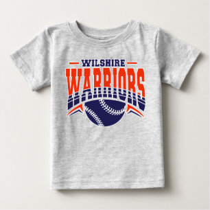 Camiseta Para Bebê Logotipo de Baseball do Marinho de Guerreiros Wils