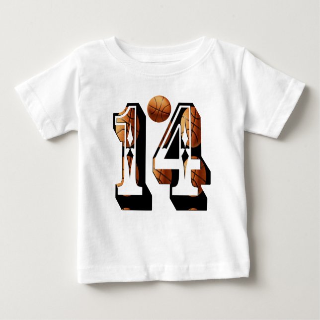 Camiseta Para Bebê Logotipo de basquete 14, (Frente)
