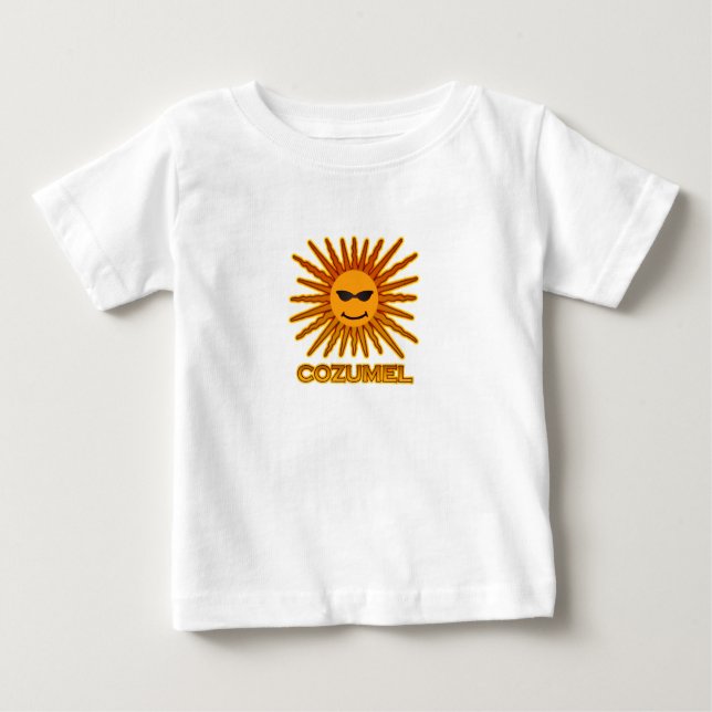 Camiseta Para Bebê Logotipo de Cozumel México Sun (Frente)