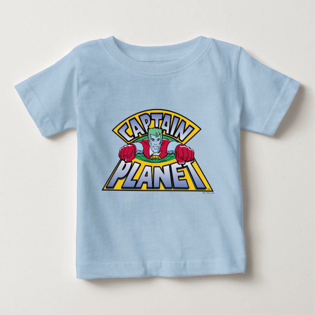 Camiseta Para Bebê Logotipo do Capitão Planeta (Frente)