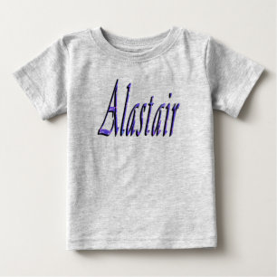 Camiseta Para Bebê Logotipo do nome Alastair Azul,