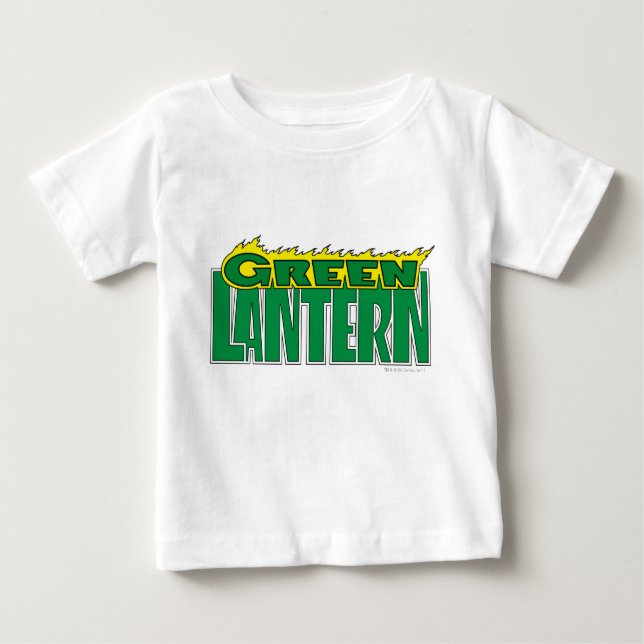 Camiseta Para Bebê Logotipo Lanterna Verde - Chamas Amarelas (Frente)