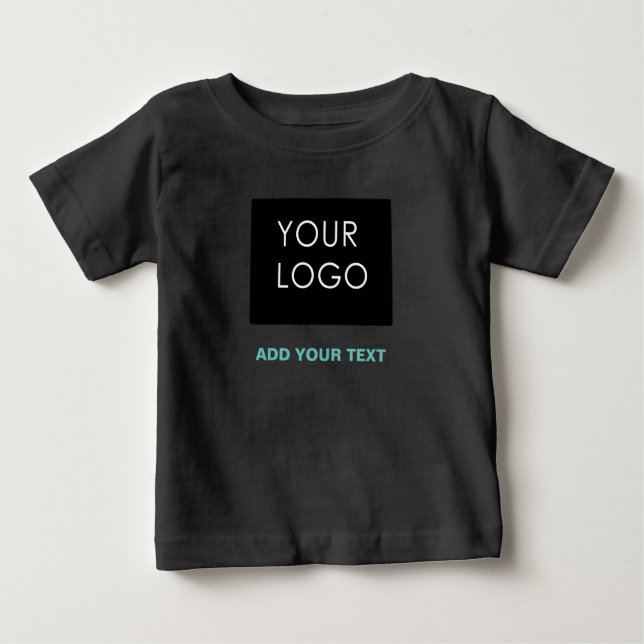 Camiseta Para Bebê Logotipo personalizado Empresa comercial preto (Frente)