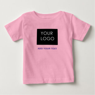 Camiseta Para Bebê Logotipo Personalizado Empresa Rosa
