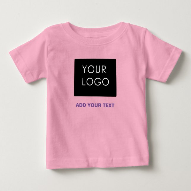Camiseta Para Bebê Logotipo Personalizado Empresa Rosa (Frente)