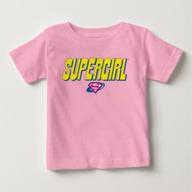 Camiseta Para Bebê Logotipo Pop Supergirl (Frente)