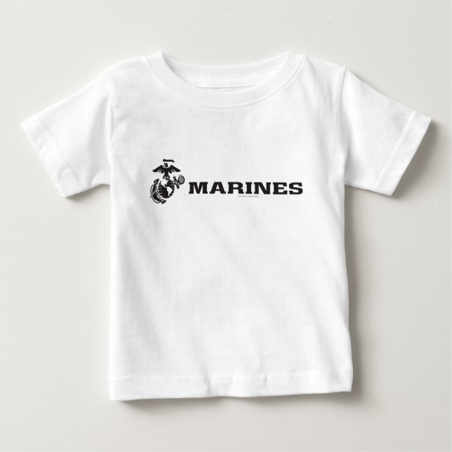Camiseta Para Bebê Logotipo USMC - Preto (Frente)