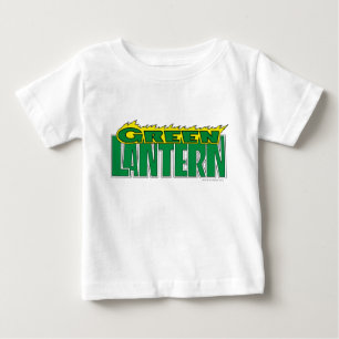 Camiseta Para Bebê Logotipo verde da lanterna - chamas amarelas