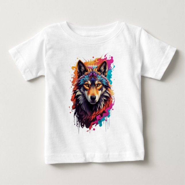 Camiseta Para Bebê Logotipo Wolf Animal Design-87694 (Frente)