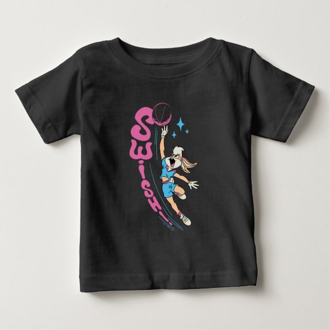 Camiseta Para Bebê Lola Buny "SUISH!" Dunk de Basquete (Frente)