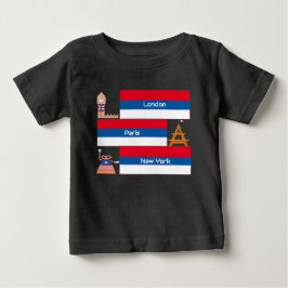 Camiseta Para Bebê London Paris & N York Design T-Shirt