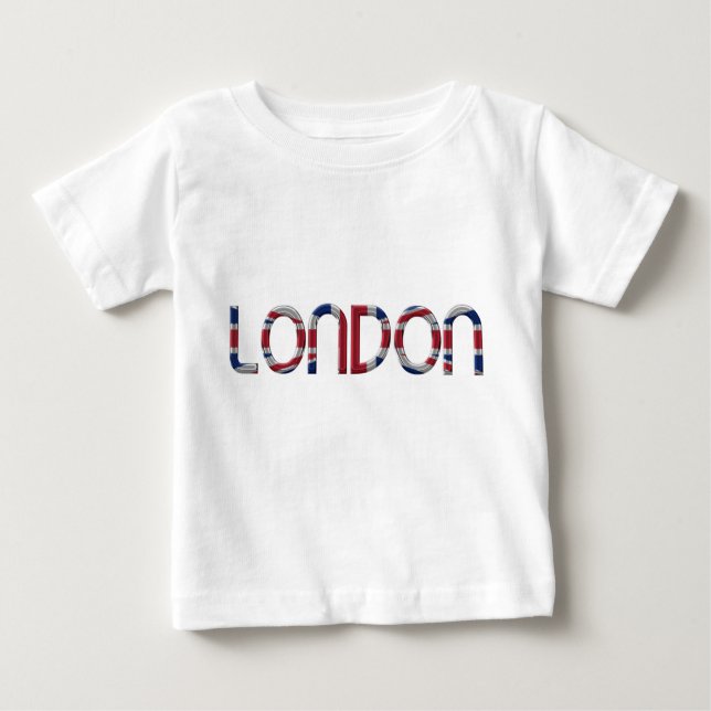 Camiseta Para Bebê London Union Jack British Flag Typografia Elegante (Frente)
