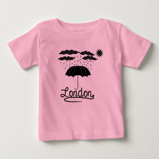 Camiseta Para Bebê Londres | sob um guarda-chuva (Frente)