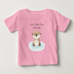 Camiseta Para Bebê Londrina Rio Azul Otter Cute