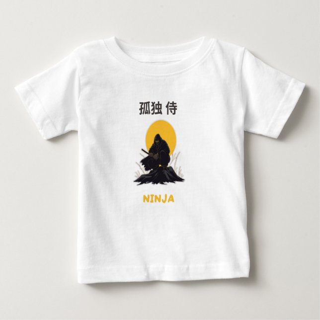 Camiseta Para Bebê Lonely Ninja Samurai Art Design (Frente)