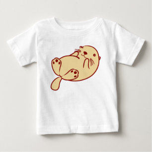 Camiseta Para Bebê Lontra de mar de Kawaii Brown