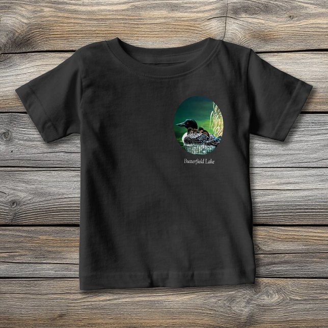 Camiseta Para Bebê Loon Family Butterfield Lake (Criador carregado)