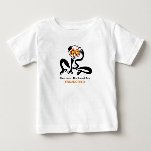 Camiseta Para Bebê LORIS LENTO - Imagem animal ameaçada - (Frente)