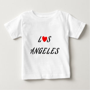 Camiseta Para Bebê Los Angeles coração vermelho