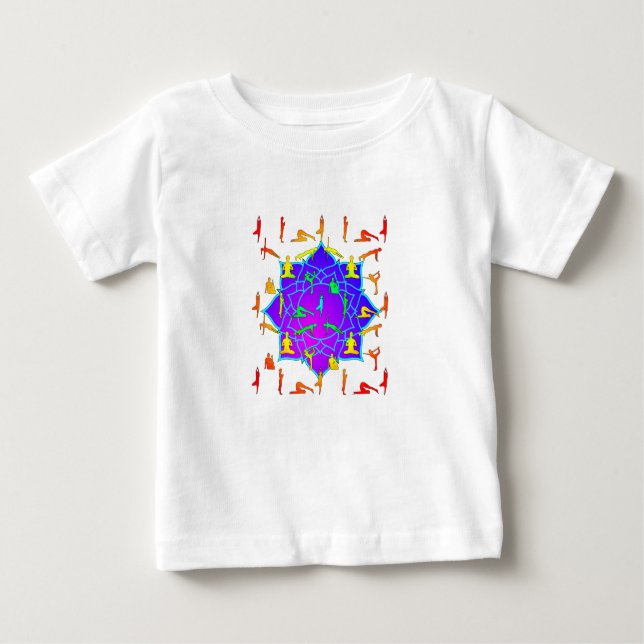 Camiseta Para Bebê Lotus Flower Com Yoga Poses (Frente)