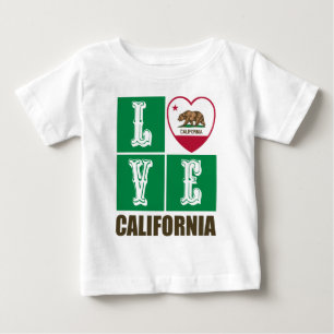 Camiseta Para Bebê Love California State Flag Heart Pride