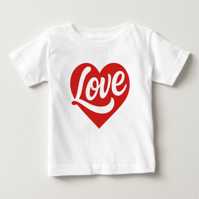 Camiseta Para Bebê Love Heart Logo – Red Romantic Symbol  (Frente)