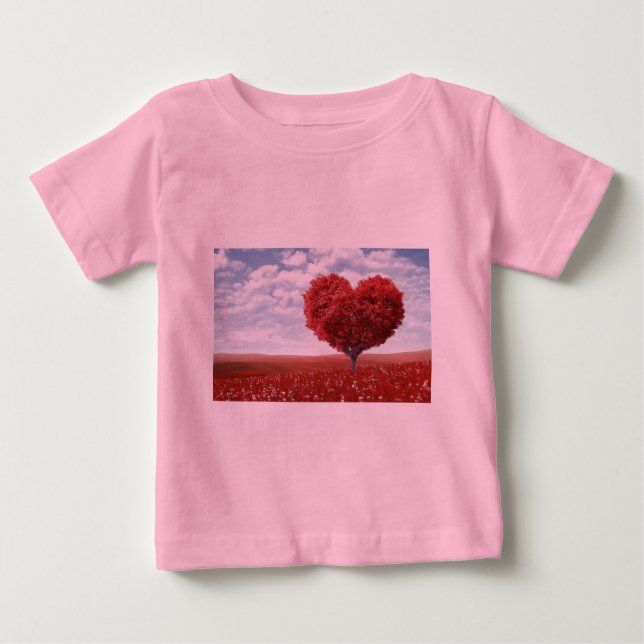 Camiseta Para Bebê Love Red Heart Tree Baby Fine Jersey T Shirt (Frente)