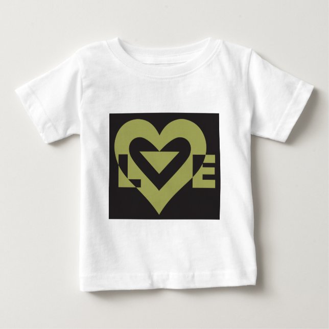 Camiseta Para Bebê Love Sage Green em preto (Frente)