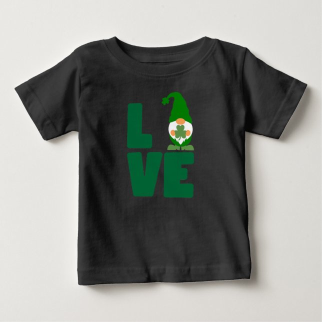 Camiseta Para Bebê Love Shamrock - Rua. Sorte do Dia de Patrick (Frente)