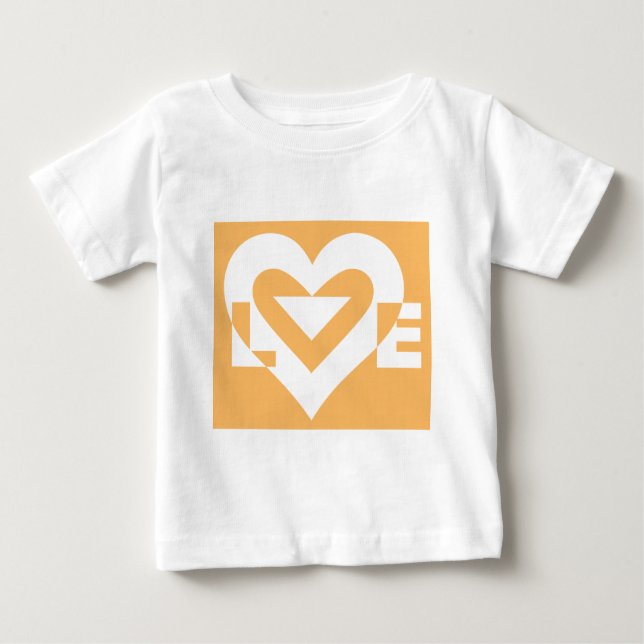 Camiseta Para Bebê Love White em Orange (Frente)