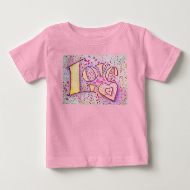 Camiseta Para Bebê Love Word Art Painting Custom T-Shirt (Frente)