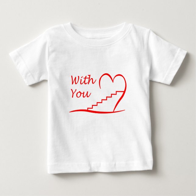Camiseta Para Bebê Love You contigo, juntos acima as escadas (Frente)