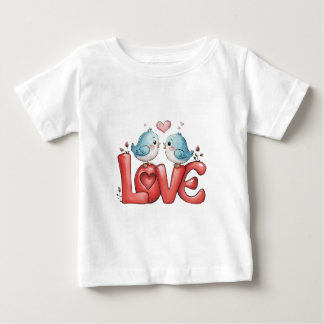 Camiseta Para Bebê Lovebirds A Little Love Two Hearts, One Song Love