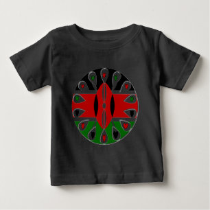 Camiseta Para Bebê Lovely Hearts Kenya: Flag Art Motif