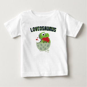 Camiseta Para Bebê Loveosaurus Dia de os namorados Dinossaur Dino Cut