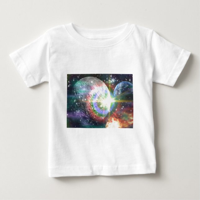 Camiseta Para Bebê lua arco-íris (Frente)